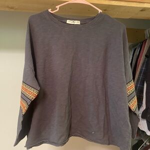 Boho Cropped 3/4 Sleeve Shirt